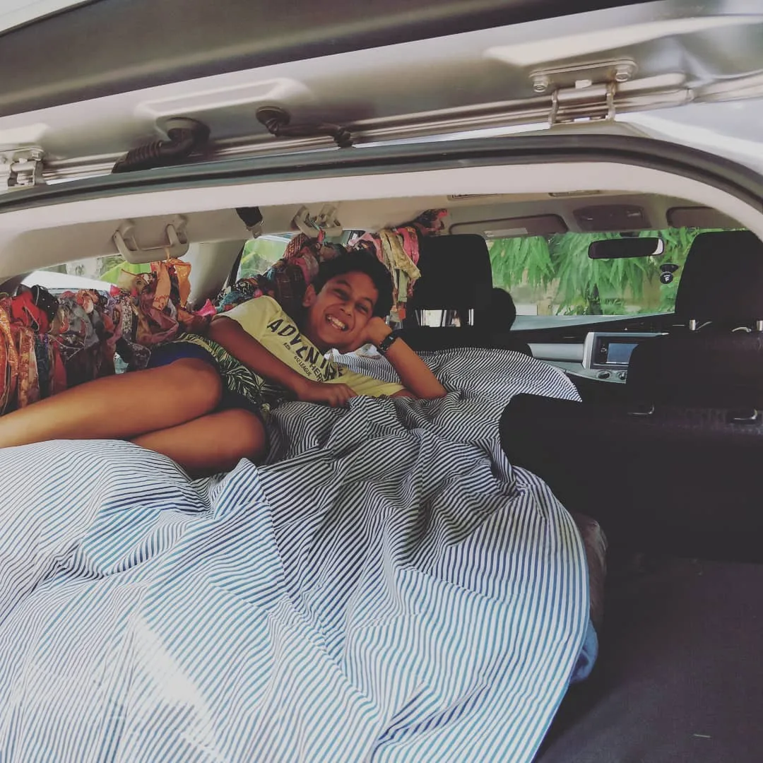 M1 poses for the public. Our departure got delayed because we were arranging things in the car, and my body was hurting from two days of work. Instead of 3am, it is a noon departur