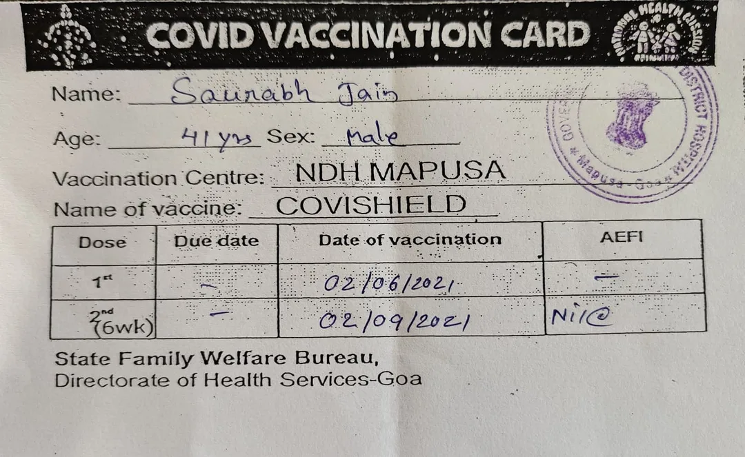 Got fully vaccinated today.

What a lovely experience. The staff at the Government District Hospital in Mapusa were more organised and helpful than the fancy Medanta Team that gave