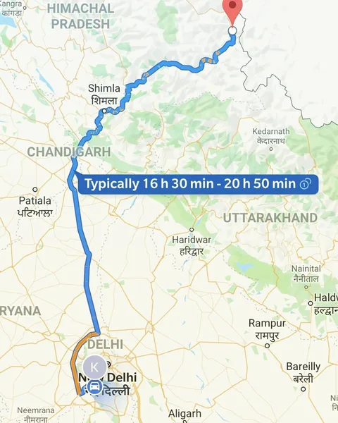 This is what our route looks like. #Gurgaon to #Nako in #HimachalPradesh, and likely on to #Tabo and #Kaza. Looks like t