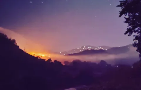 Since you guys liked the #morning view, here is a fuller wide frame. Notice the #stars up above and the #mist hanging in