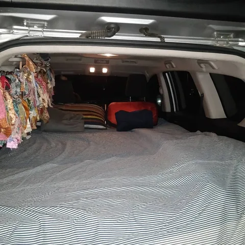 Here is how our living quarters look tonight. We got late in settling in, so we haven't set up our tent or done any cook