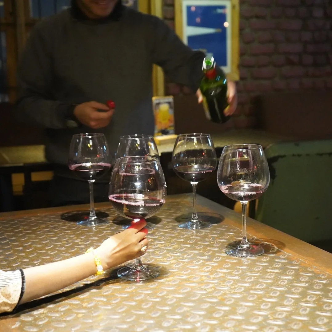The wine is poured