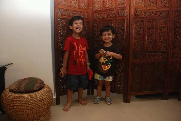 The boys having fun during their vacations