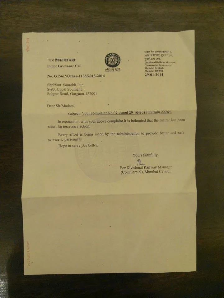 Please use the complaint book in Indian railways trains to register your issues with air conditioning, catering, cleanin