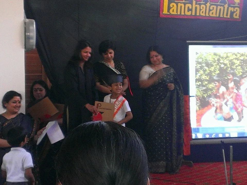 Nilay 'graduated' from class I today. He's also changing schools.  Received an award for 'creativity in art'.