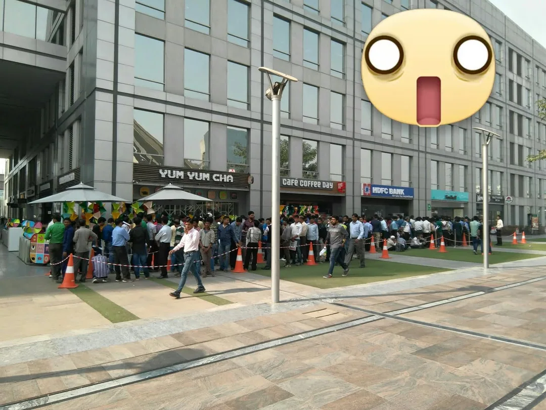 This is the crowd outside just one bank. Hundreds of people. All blue collar, by the looks of it.