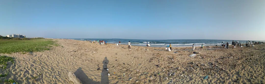 Our quick visit to the beach to help in cleanup. A big thanks to Nityanand for pointing us that way. It was good meeting