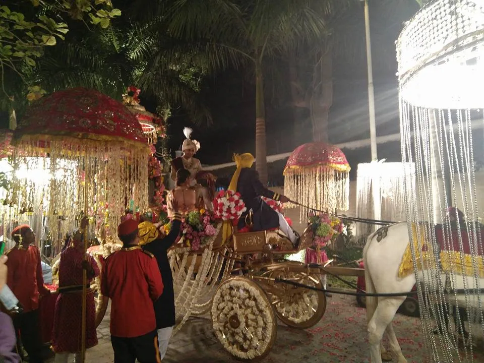 The most ridiculously ostentatious wedding procession I have ever seen. Forget following the (very apt) austerity rules 