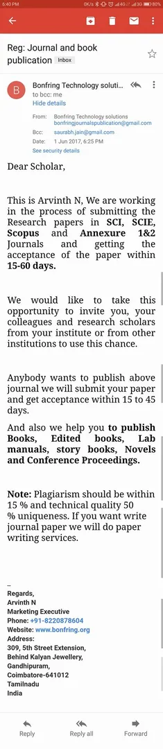 Spam reveals the scary state of research in our country.