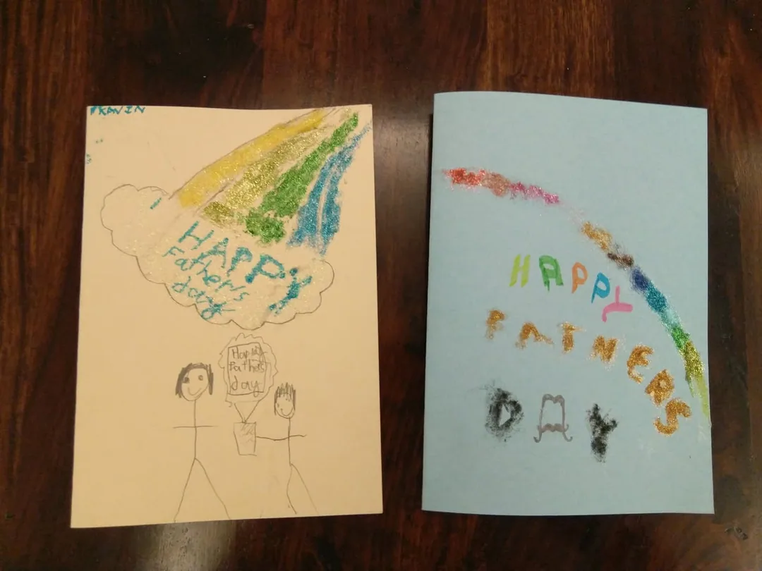My Father's Day goody bag had two greeting cards, a pen stand and lots of hugs and appreciation.

Kavin's card is recurs