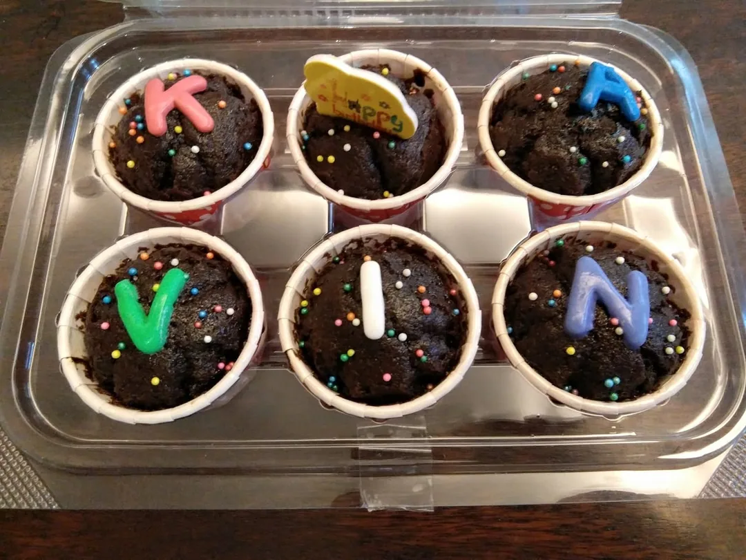 Kavin's good friend sent him a set of lovely cupcakes on his birthday. Kavin is unwell, so he isn't cutting or eating th