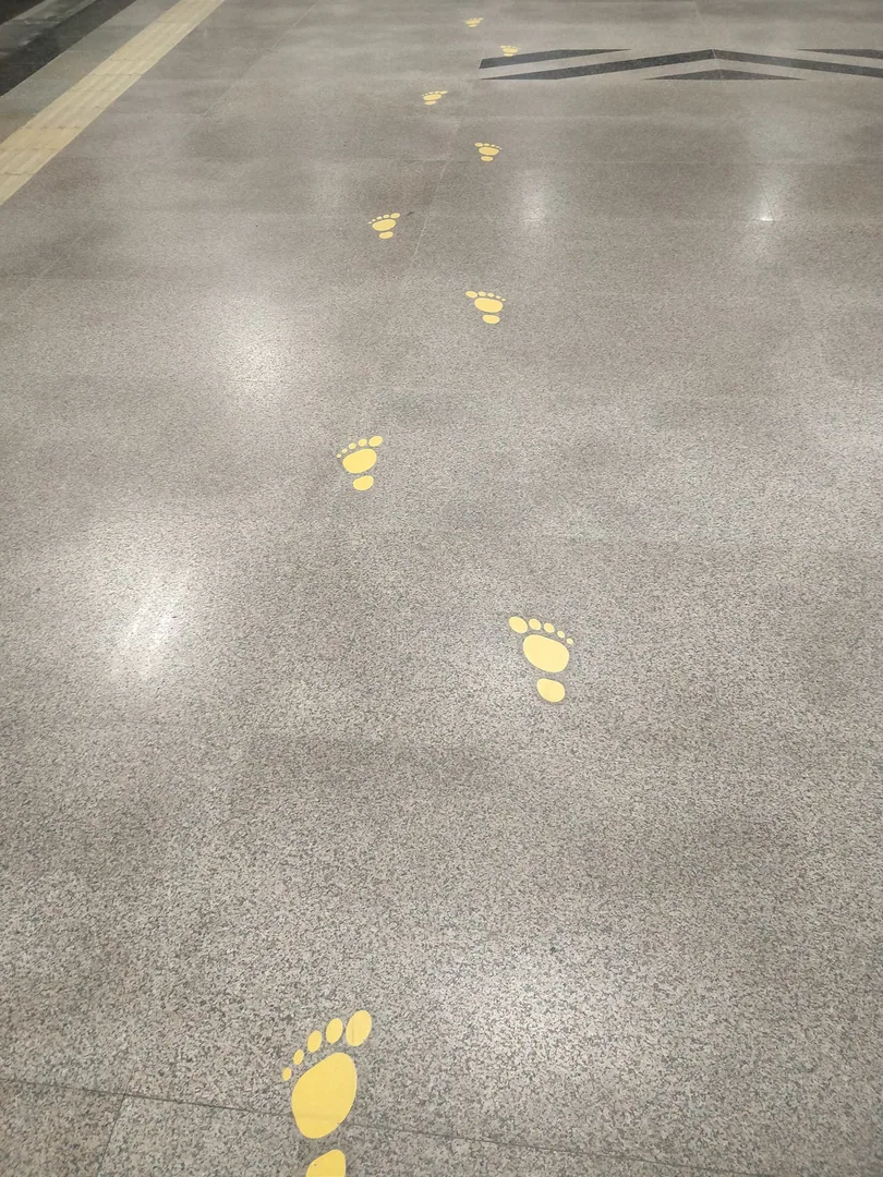 In the morning I was following the violet footsteps in this station. In the middle, they vanished, and I got lost and di