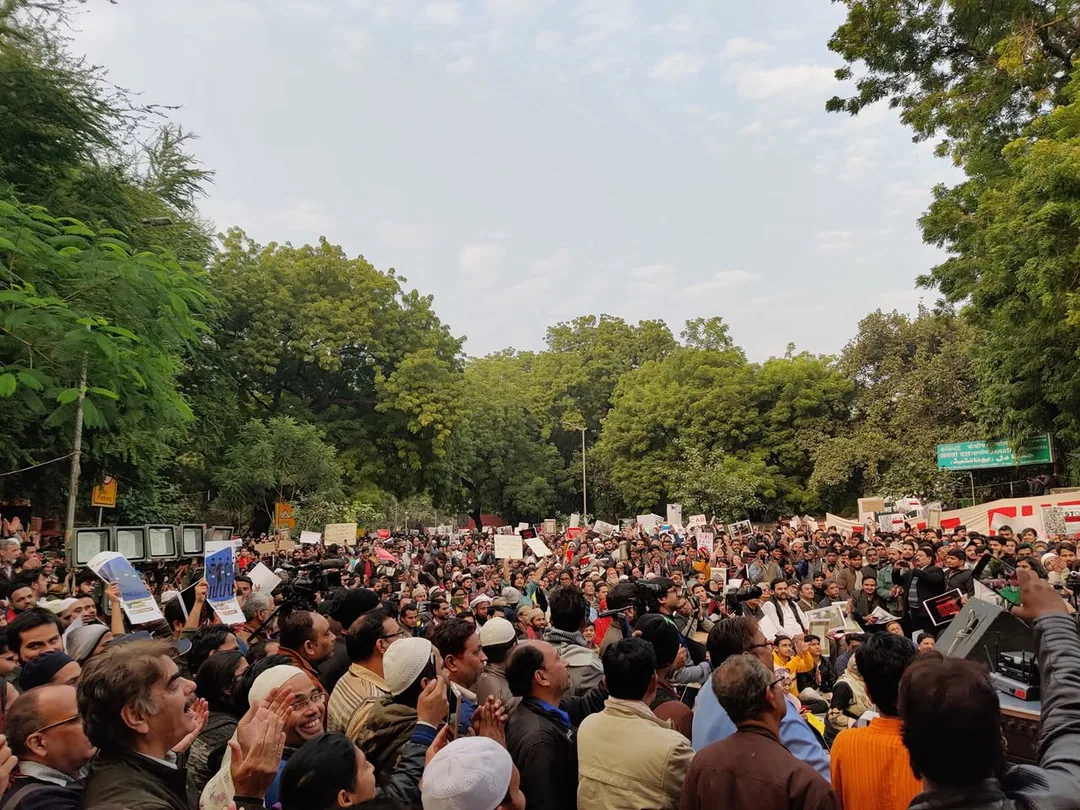Even the skies have cleared up for the protest.
