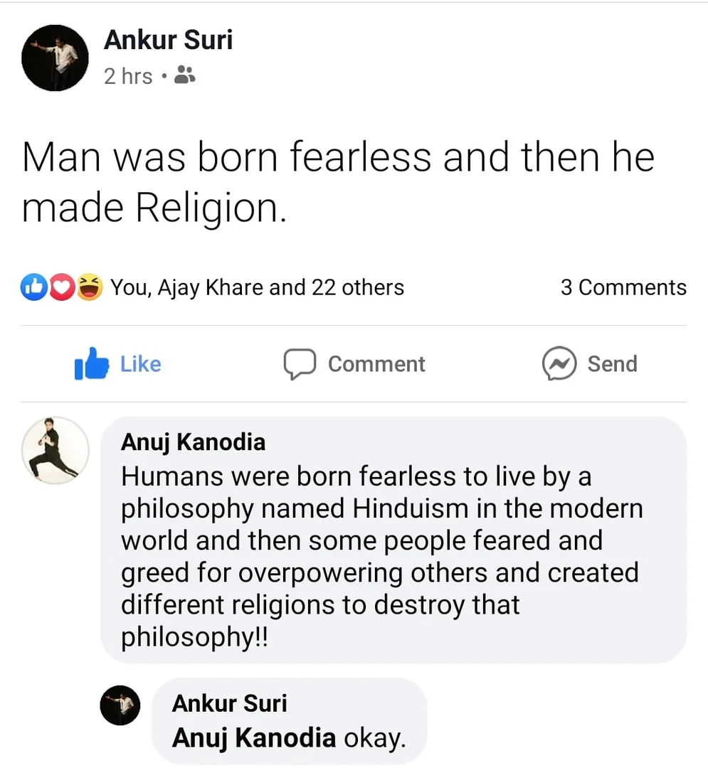 Ankur Suri, like a boss.

I'm not sure if we were born without fear. The fear of snakes and tigers seems to be genetical