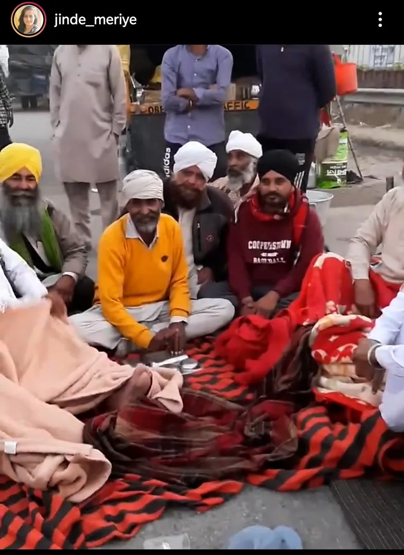 For pictures and videos from within the farmers protest at Singhu Border, follow Navneet Kaur Virk on Instagram https://