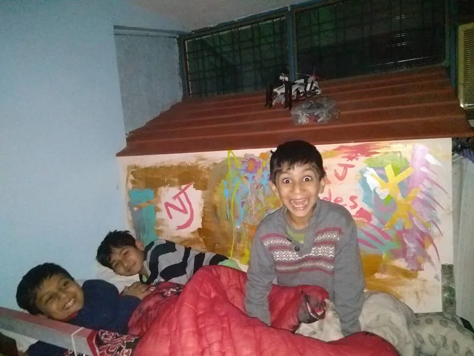 Three tired playmates and a bunk bed