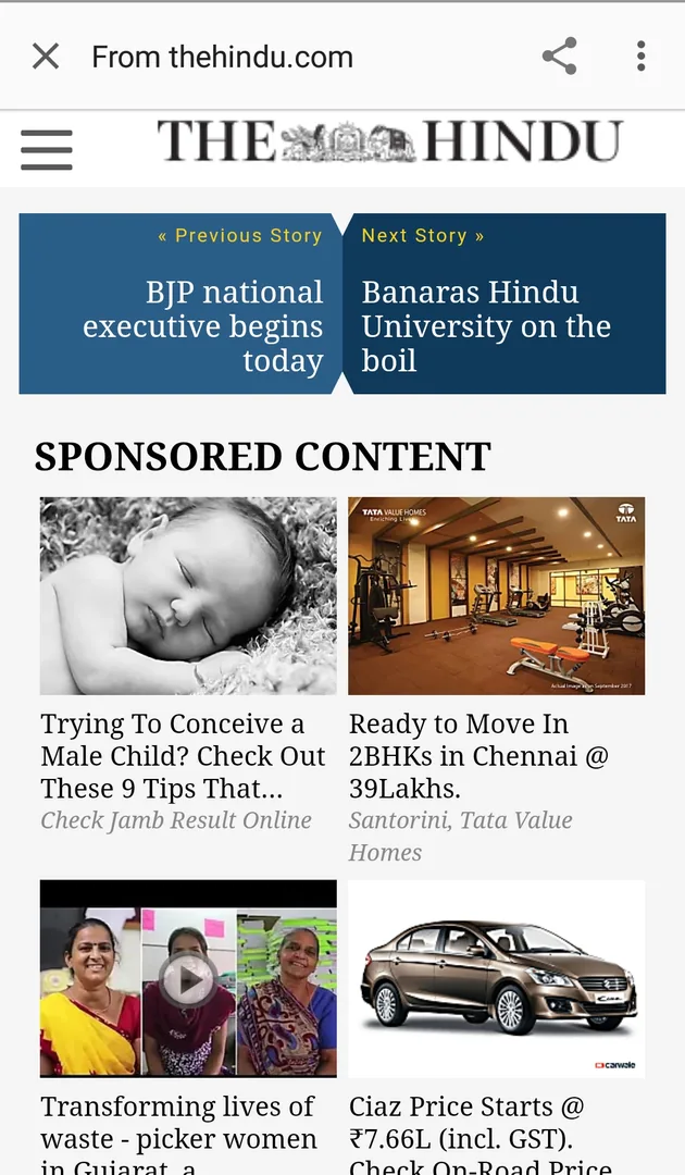Meanwhile on The Hindu website: "Trying to conceive a male child? Check out these nice tips..."

This content might be l