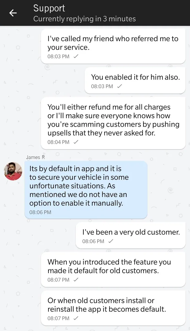 I just discovered that DRIVEU has been adding a â¹15 charge for insurance, to every booking I make, without my ever ask