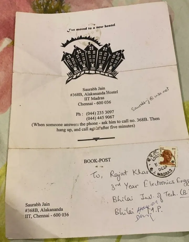 Look what my school friend Rajat sent me. I guess I was always crazy about keeping in touch with friends.