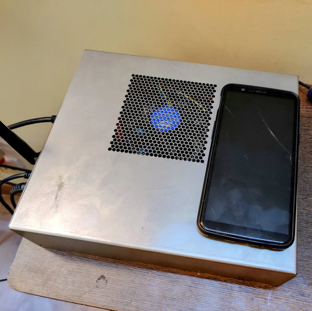 (continued from the previous post)

Exhibit one, is our first ever PC (mobile phone for size reference). So far, we have