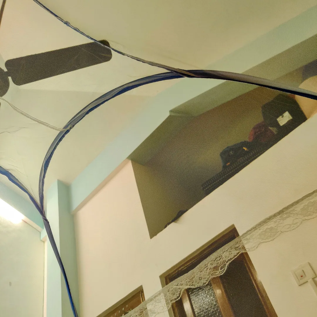Inspired by Goli Golani we bought a mosquito net tent.

Me: Kavin you need to bury the net under the mattress from all f